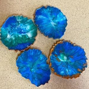 Hand Crafted Blue and Green Coasters